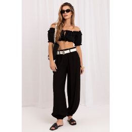 Juodos jogger stiliaus kelnės Rue Paris