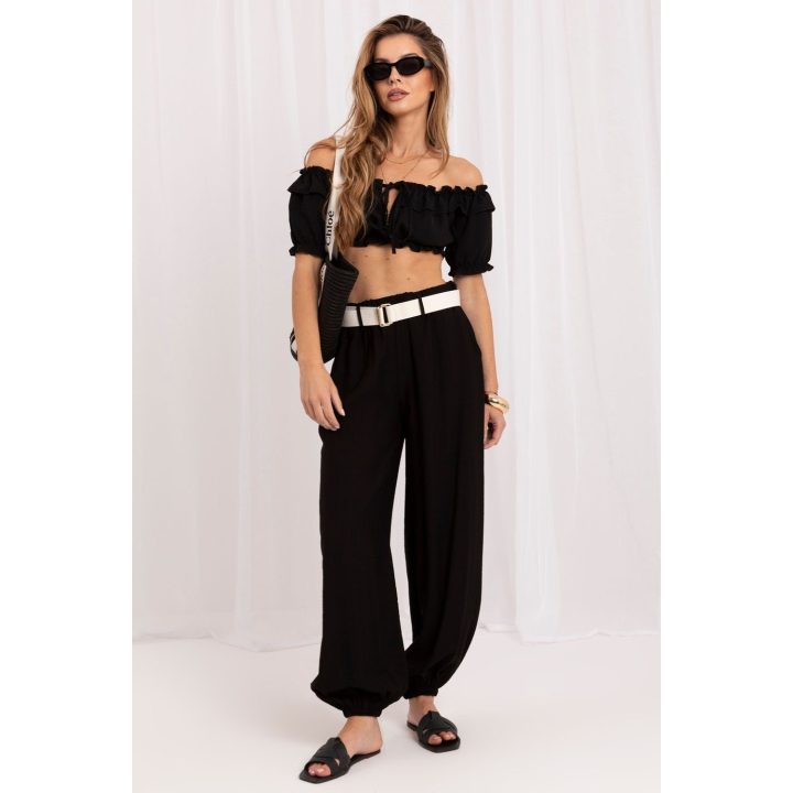 Juodos jogger stiliaus kelnės Rue Paris