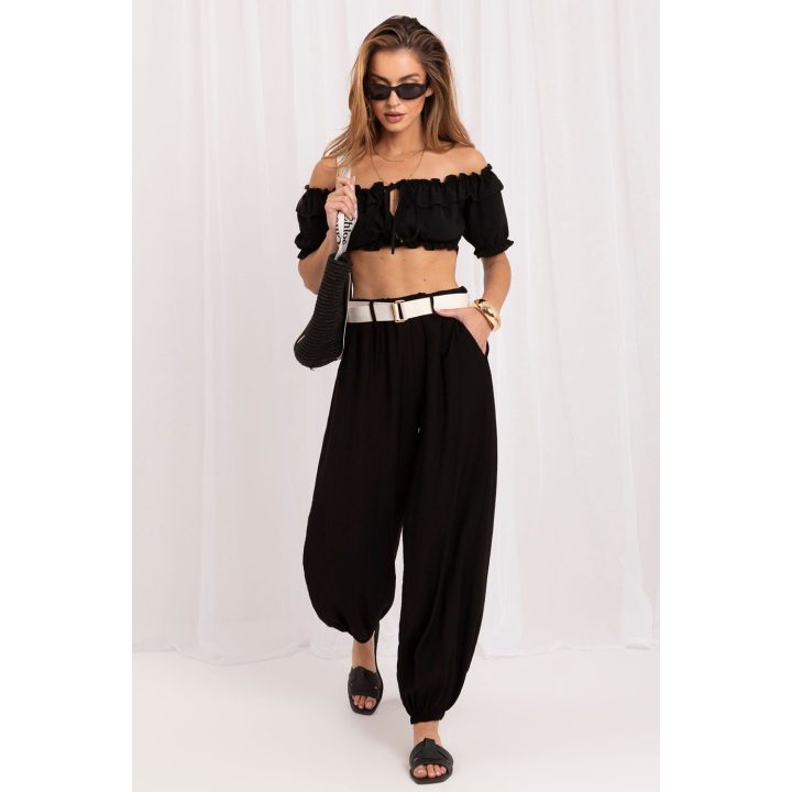 Juodos jogger stiliaus kelnės Rue Paris