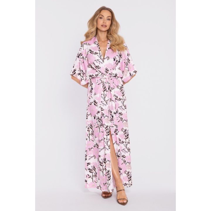 Gėlių rašto suknelė su kimono rankovėmis Moe