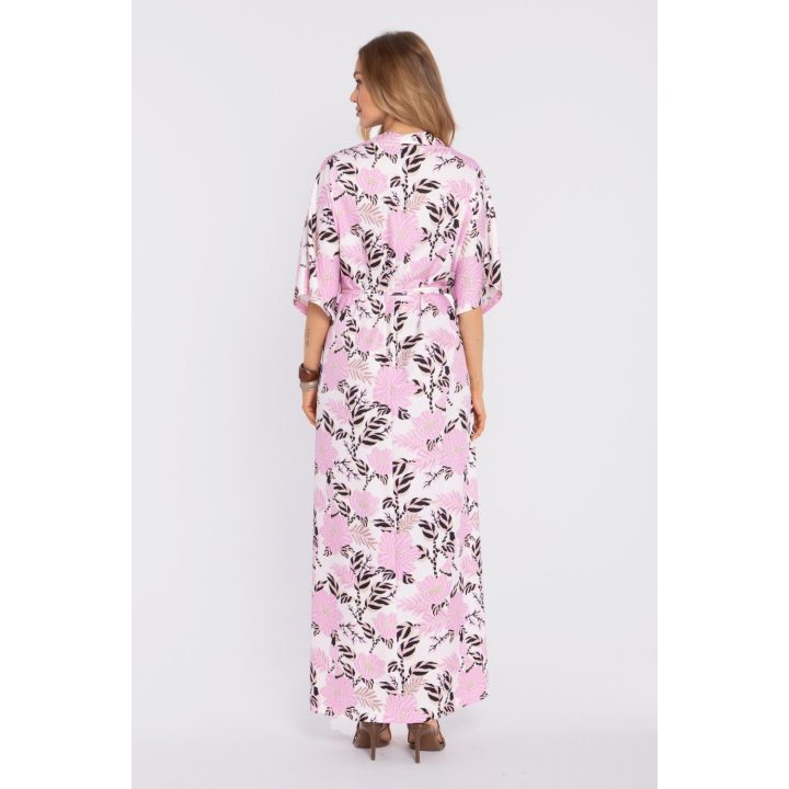 Gėlių rašto suknelė su kimono rankovėmis Moe