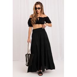 Juodas ilgas boho stiliaus sijonas Italy Moda