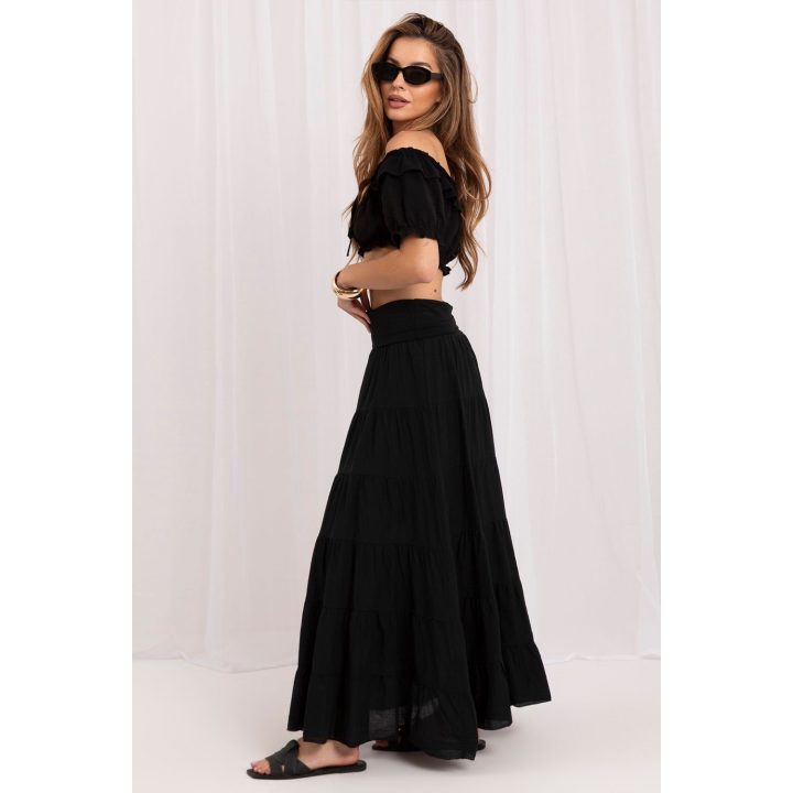 Juodas ilgas boho stiliaus sijonas Italy Moda