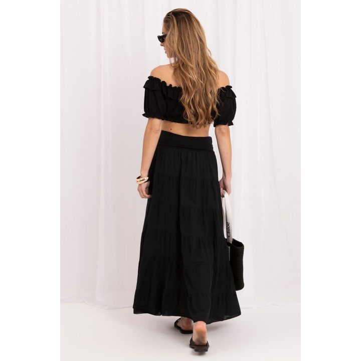 Juodas ilgas boho stiliaus sijonas Italy Moda