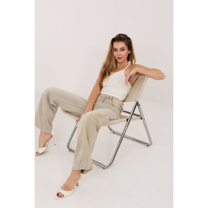 Balta rumbuota crop top palaidinė Sublevel