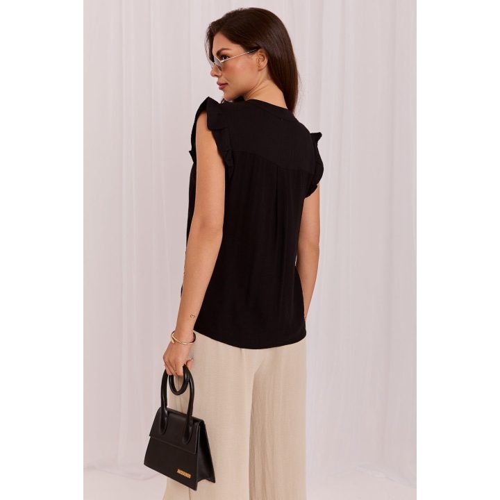 Ažūrinė juoda palaidinė Italy Moda