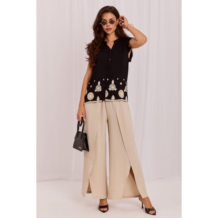 Ažūrinė juoda palaidinė Italy Moda