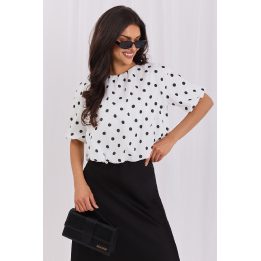 Balta taškuota palaidinė Italy Moda
