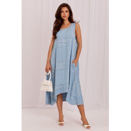 Asimetrinė melsva suknelė Italy Moda