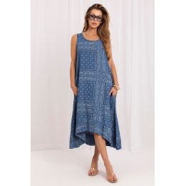 Mėlyna asimetrinė suknelė Italy Moda