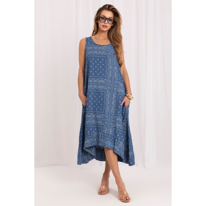 Mėlyna asimetrinė suknelė Italy Moda