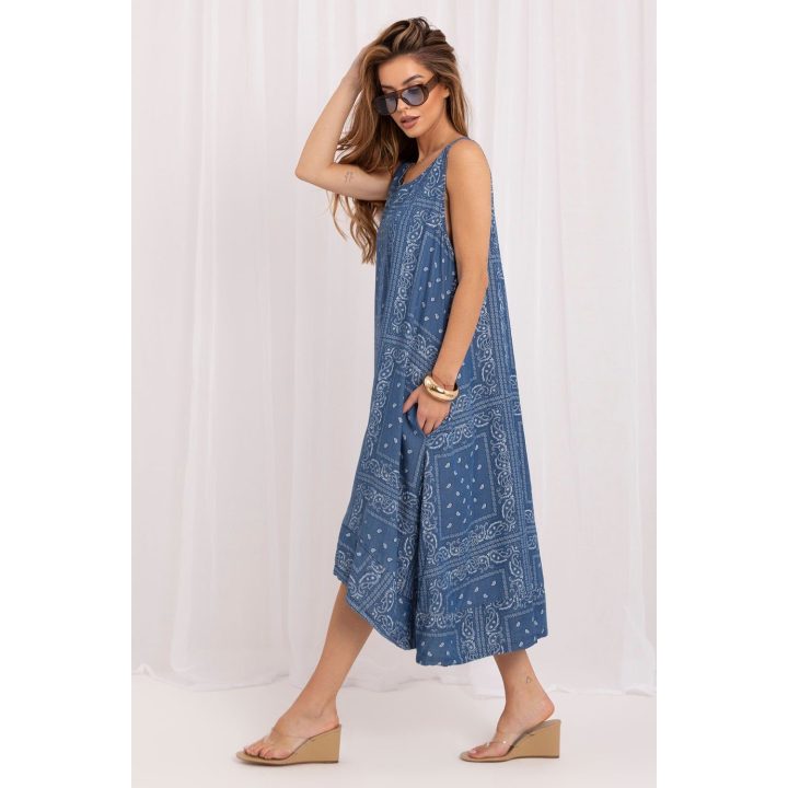 Mėlyna asimetrinė suknelė Italy Moda