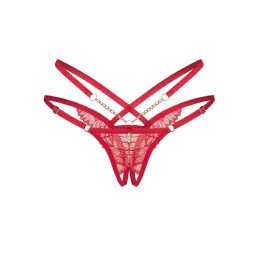 Raudoni stringai su aukso spalvos detalėmis Obsessive