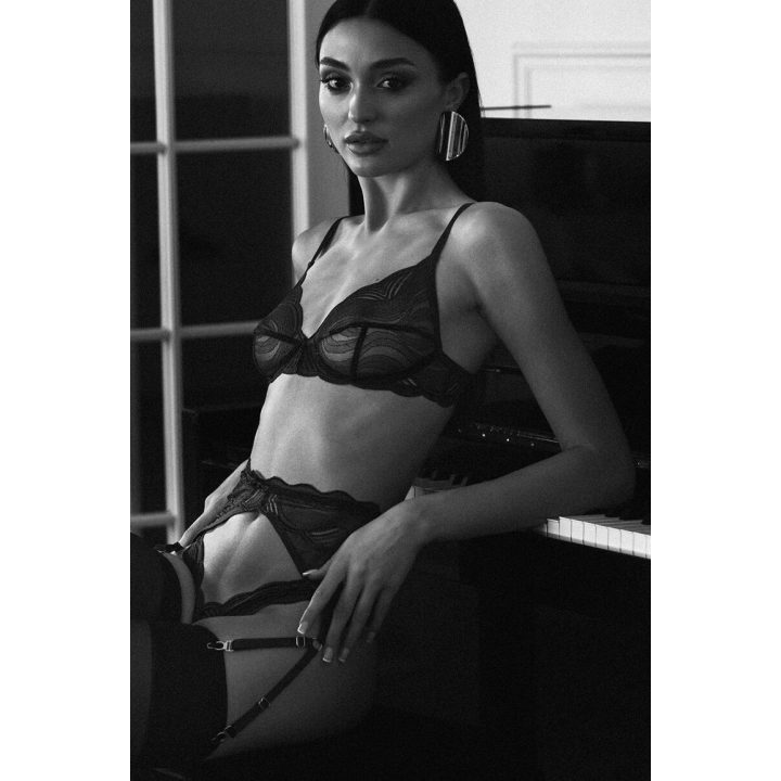 Tamsiai mėlynas nėriniuotas seksualus komplektas Obsessive