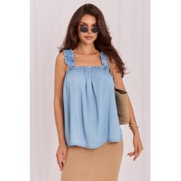 Topas su raukšlėtomis petnešėlėmis Italy Moda