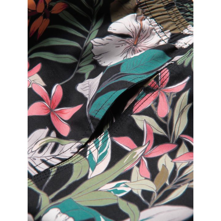 Vyriški juodi gėlių rašto plaukimo šortai