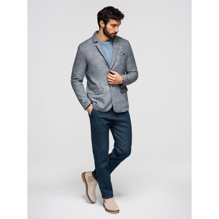 Vyriškas pilkas lininis švarkas regular fit