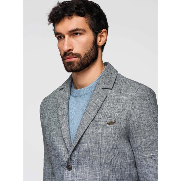 Vyriškas pilkas lininis švarkas regular fit