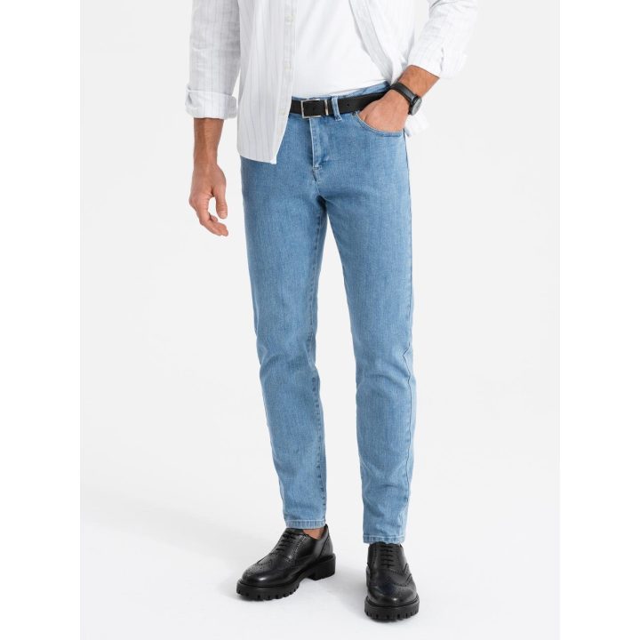 Vyriški šviesiai mėlyni slim fit džinsai su elastanu