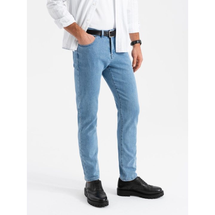 Vyriški šviesiai mėlyni slim fit džinsai su elastanu