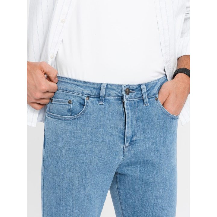 Vyriški šviesiai mėlyni slim fit džinsai su elastanu