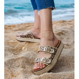 Moteriškos panterinės espadrilės šlepetės su sagtimis