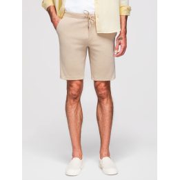 Vyriški smėlio spalvos slim fit šortai su raišteliu