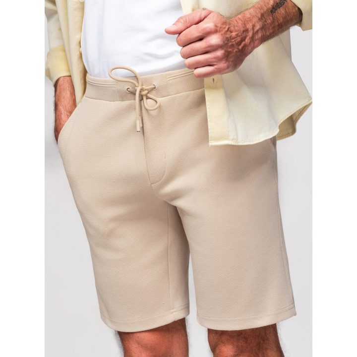 Vyriški smėlio spalvos slim fit šortai su raišteliu