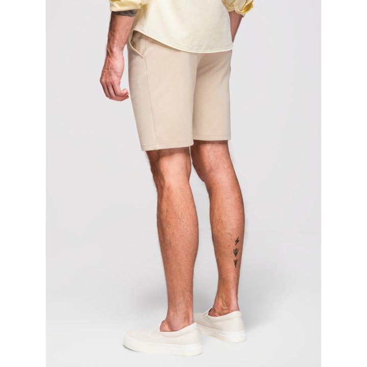 Vyriški smėlio spalvos slim fit šortai su raišteliu