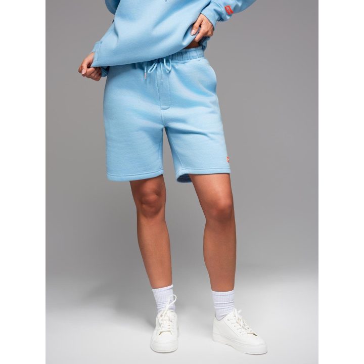 Unisex šviesiai mėlyni laisvalaikio šortai su raišteliu