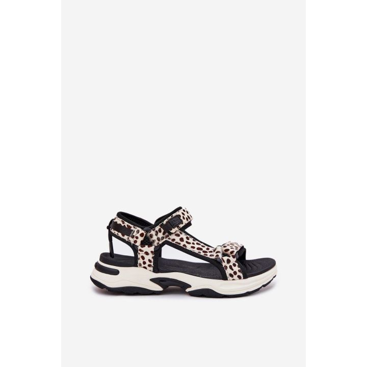 Velcro sandalai moterims juodos ir smėlio spalvos vasarai