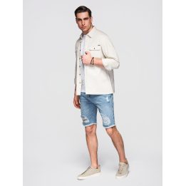 Vyriški kreminiai medvilniniai overshirt tipo marškiniai