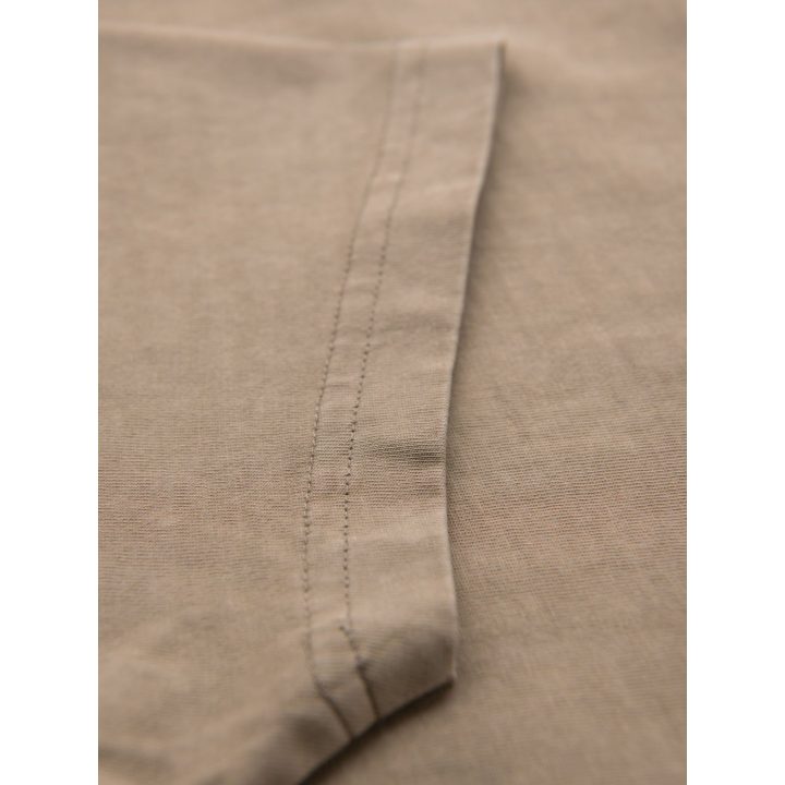 Vyriški smėlio spalvos marškinėliai su spauda priekyje ir nugaroje