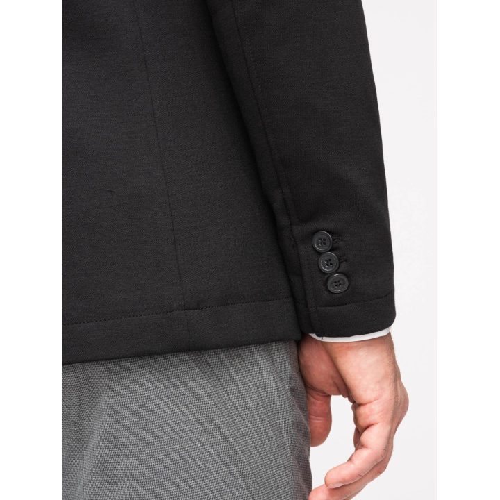 Vyriškas juodas slim fit švarkas su tekstūriniu trikotažu
