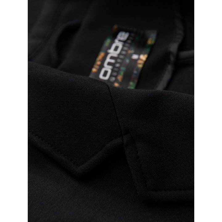 Vyriškas juodas slim fit švarkas su tekstūriniu trikotažu