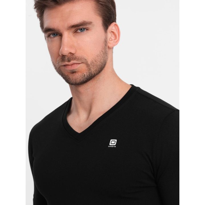 Vyriški juodi slim fit marškinėliai ilgomis rankovėmis, 2 vnt.