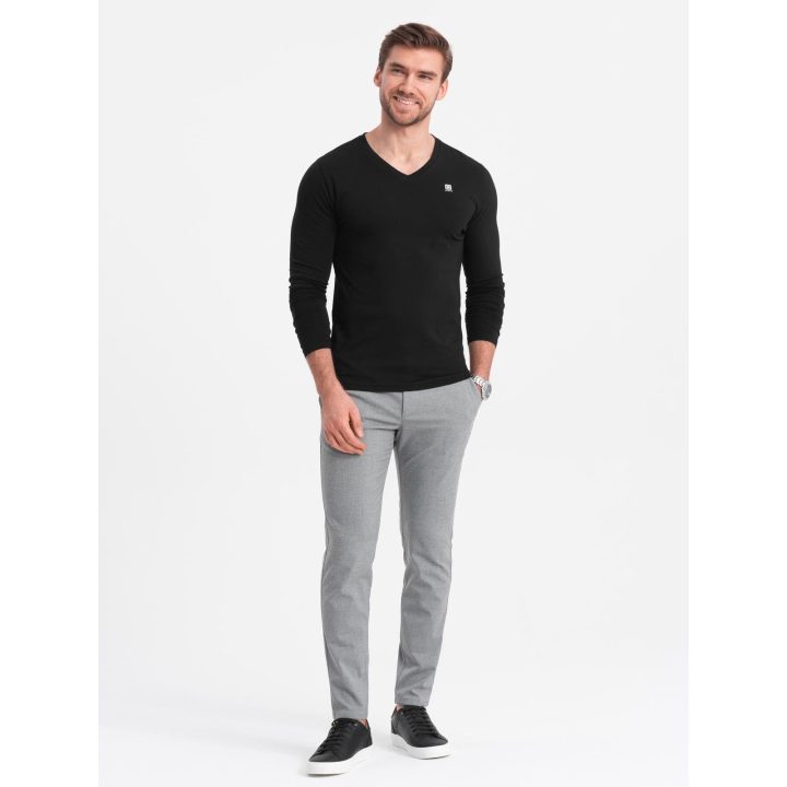 Vyriški juodi slim fit marškinėliai ilgomis rankovėmis, 2 vnt.