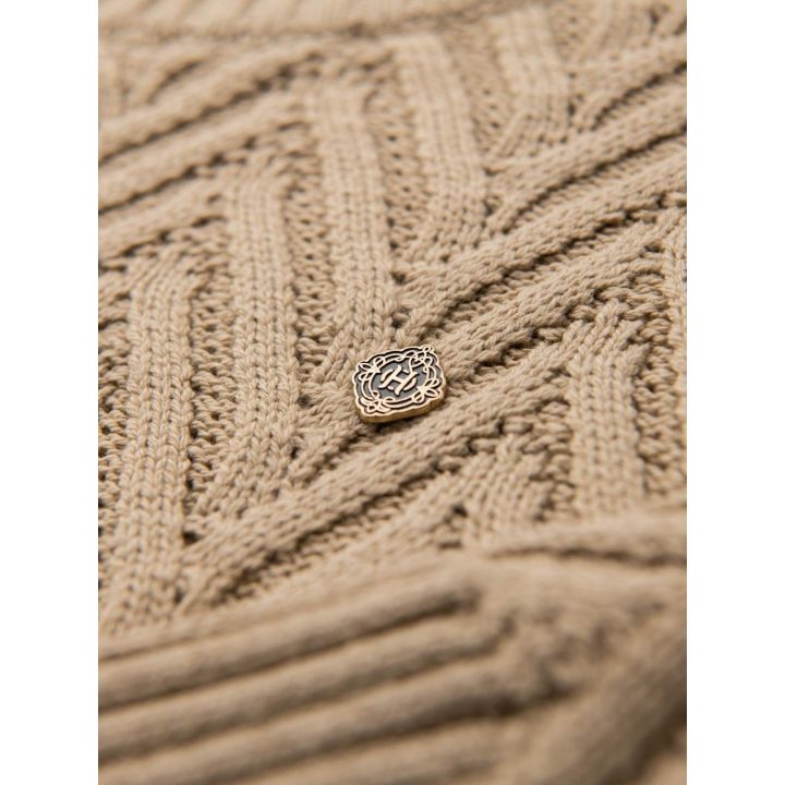 Vyriškas smėlio spalvos megztinis su zigzago raštu