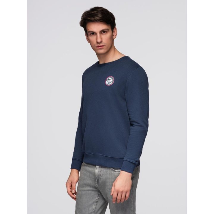 Vyriškas tamsiai mėlynas džemperis su antsiuvu