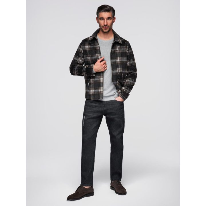 Vyriškos juodos regular fit džinsinės kelnės
