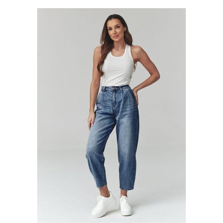 Moteriškos mom fit džinsinės kelnės Makadamia