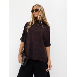 Tamsiai rudas oversize megztinis