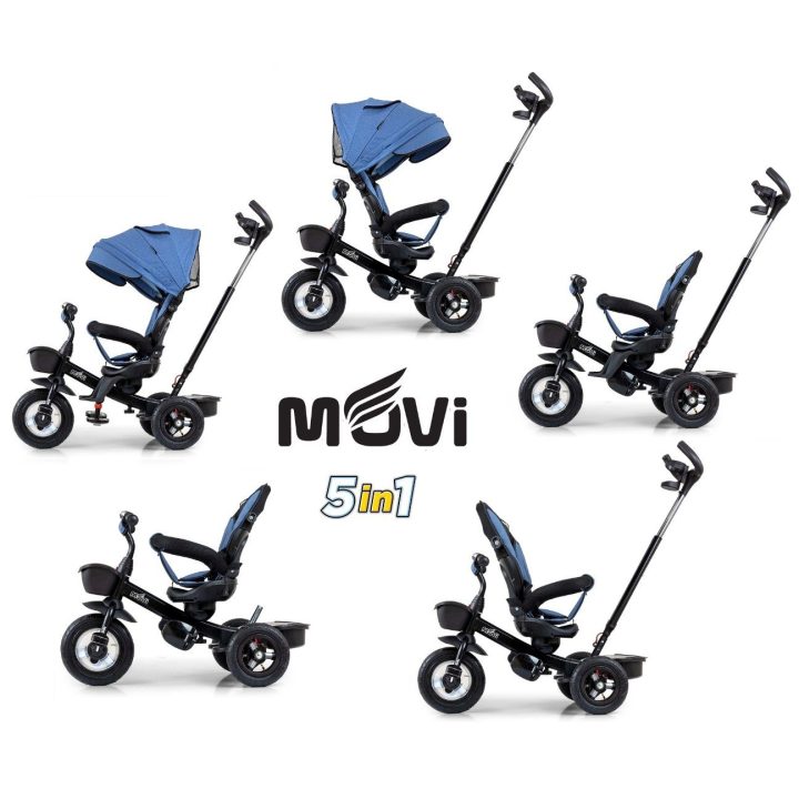 Milly Mally Movi 5 viename triratukas su pasukama sėdyne, denim