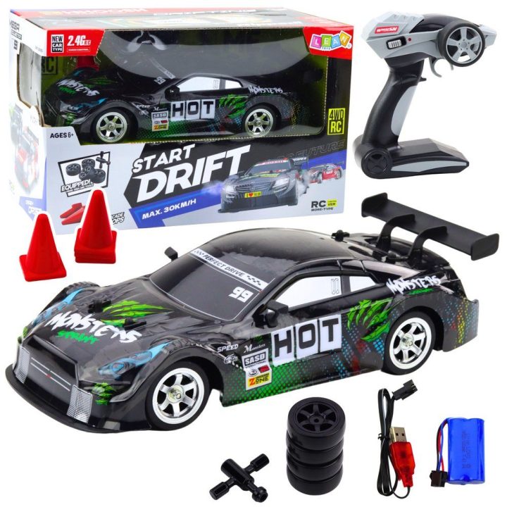 Juodas ir žalias RC drift automobilis 1:16, 30 km/h