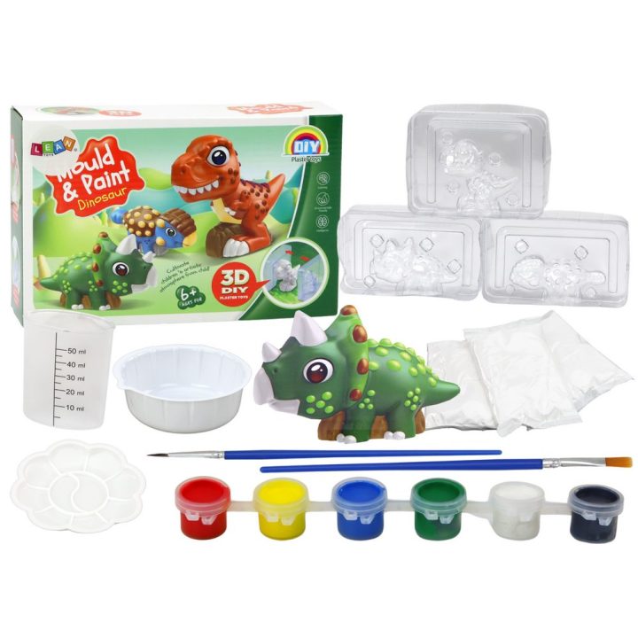 Kūrybinis dinozaurų liejimo ir dažymo rinkinys 3D iš gipso
