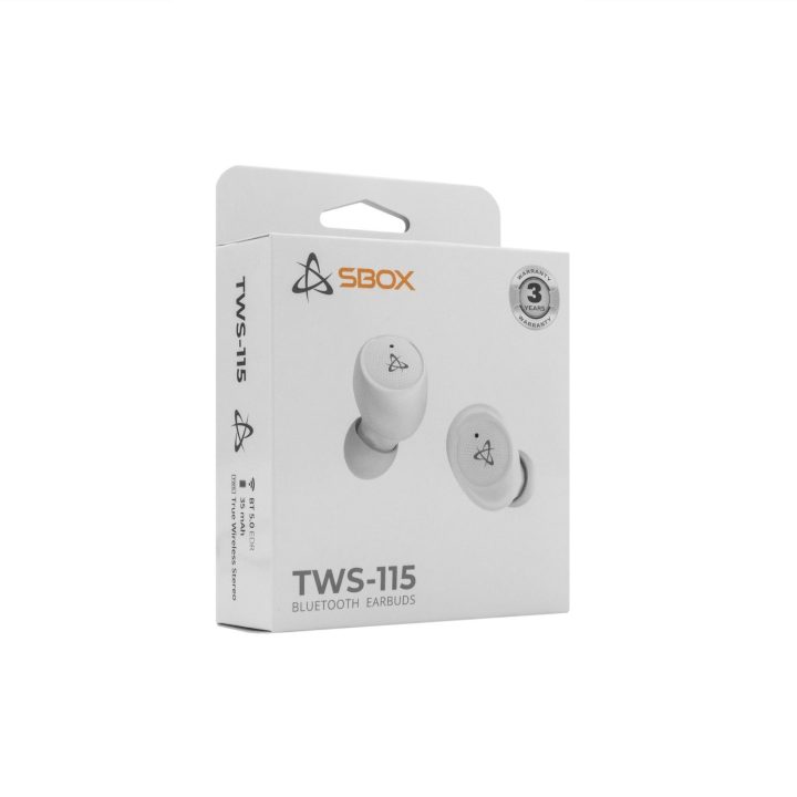 Sbox EB-TWS115 belaidės į ausis įdedamos ausinės, baltos