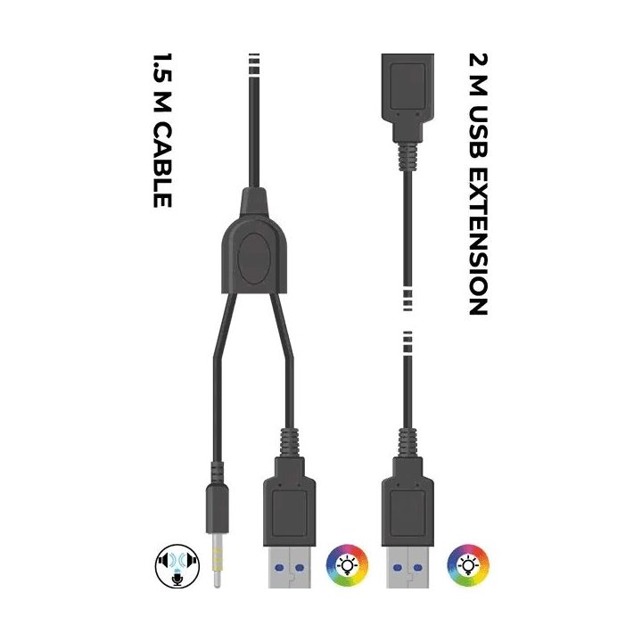 Subsonic Spectra LED žaidimų ausinės, juodos