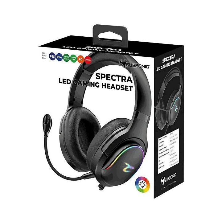 Subsonic Spectra LED žaidimų ausinės, juodos