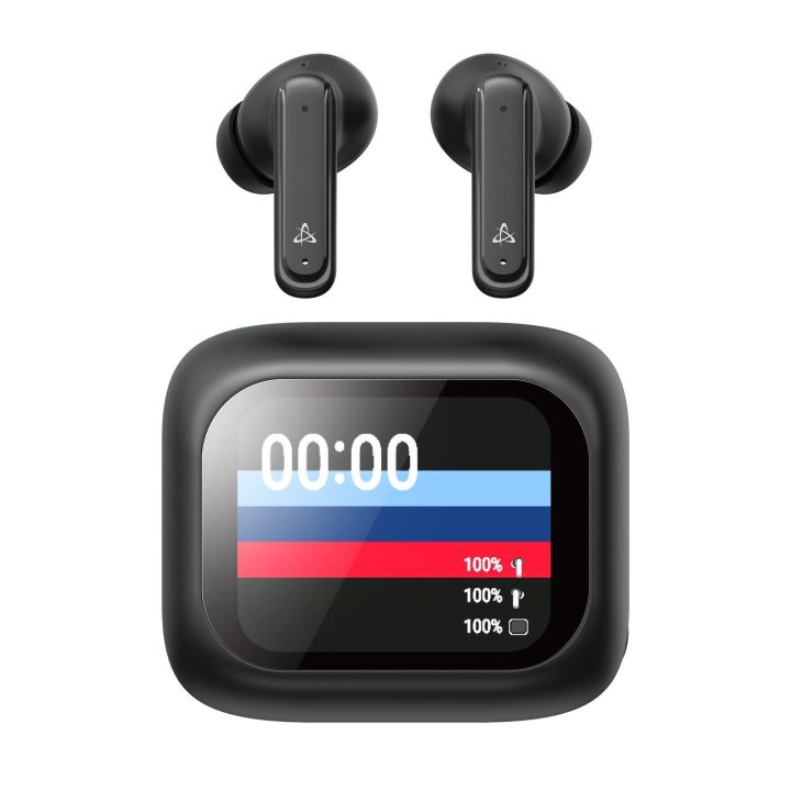 Sbox EB-TWS08-B belaidės ausinės su jutiklinio ekrano dėklu, juodos