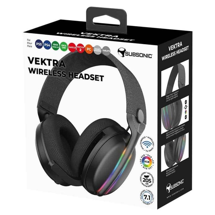Subsonic Vektra belaidės žaidimų ausinės, juodos